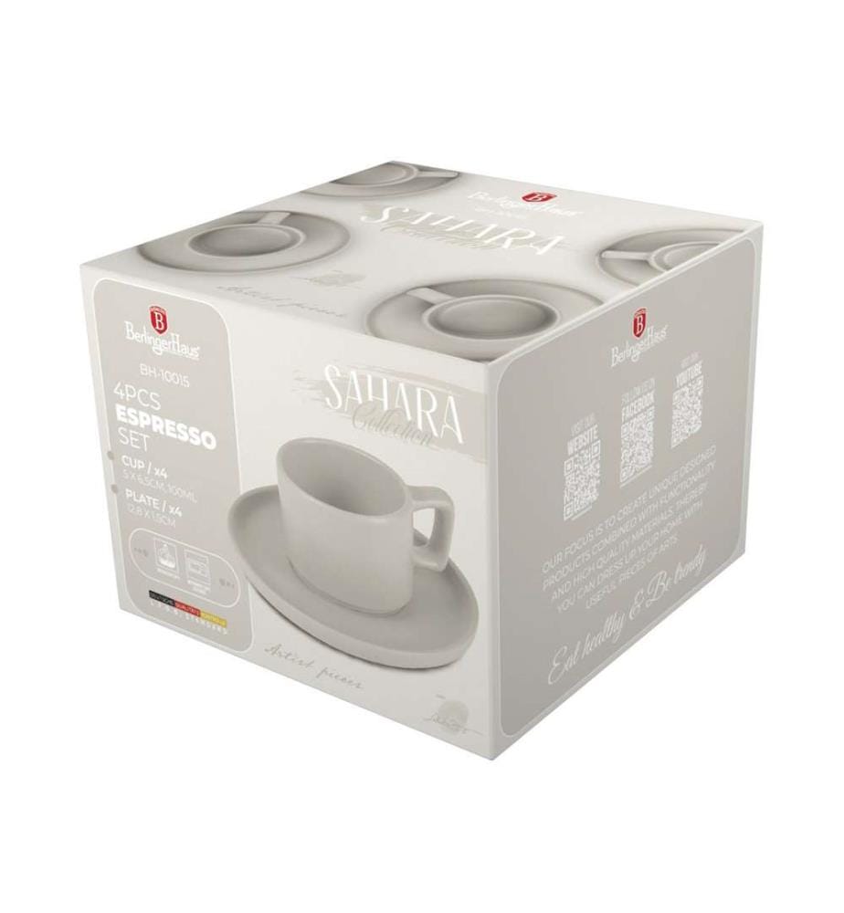 4er-Set Kaffeetassen 100 ml, Sahara Collection - Matt Cream