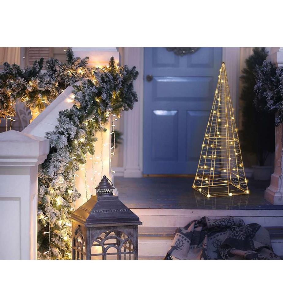 Gartendekoration LED PUKSALA Weihnachtsbaum 60 cm Silber