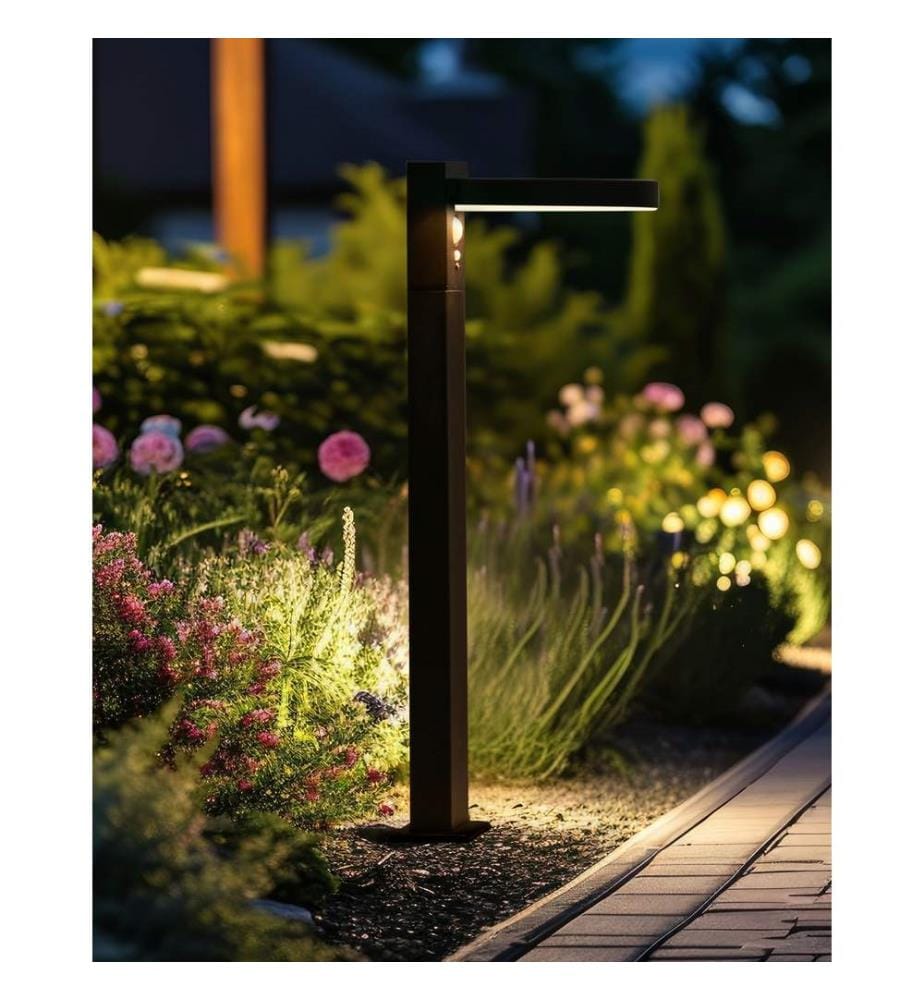 Borne solaire extérieure LED PARKERS Avec détecteur de mouvement Noir