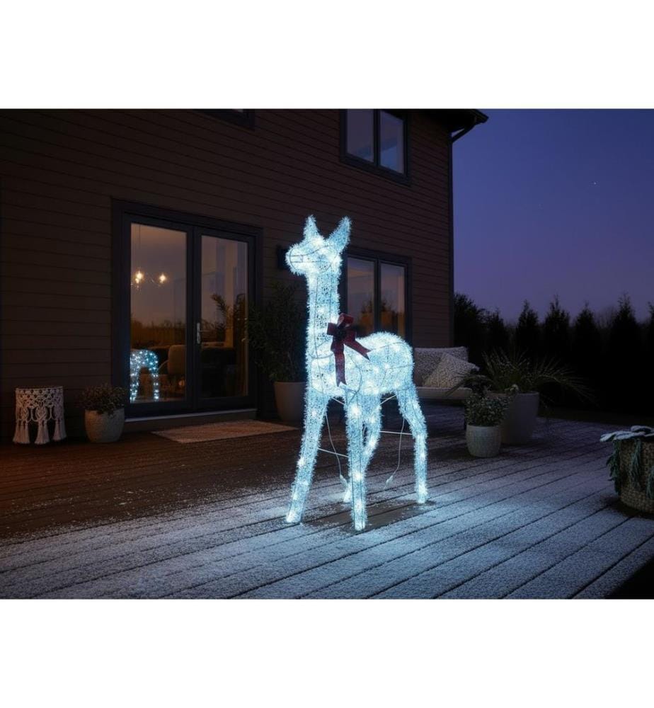 Gartendekoration LED AURENNE Hirsch 110 cm Weiss