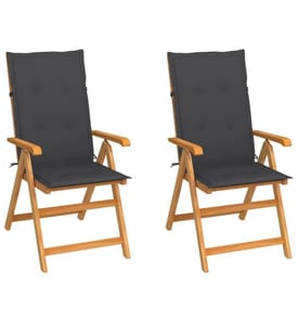 Chaises de jardin 2 pcs avec coussins anthracite Bois de teck