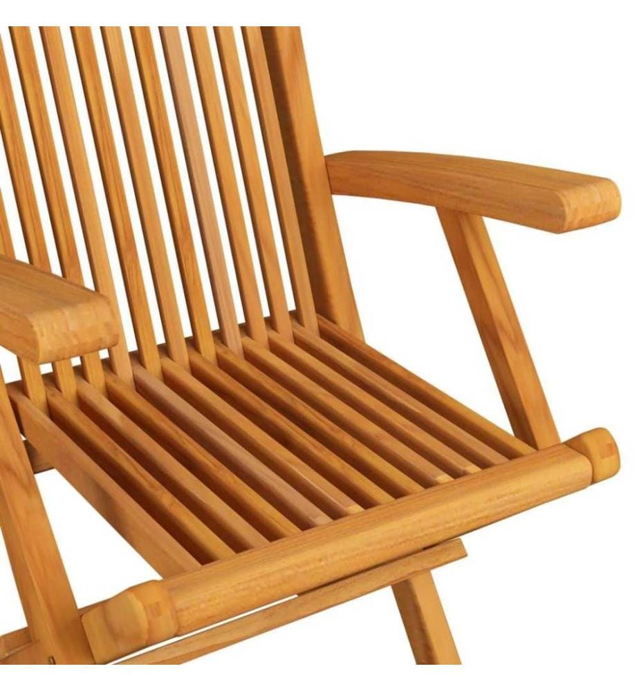 Gartenstühle mit Grauen Kissen 2 Stk. Massivholz Teak
