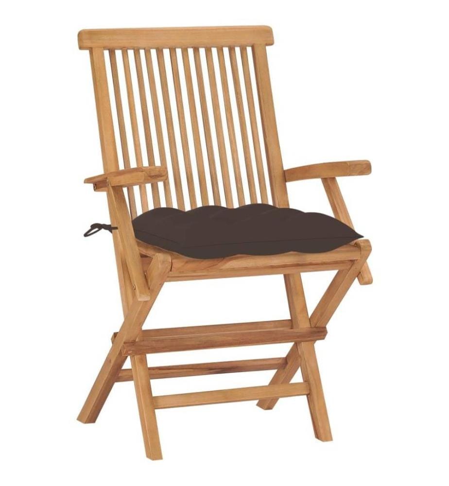 Gartenstühle mit Taupe Kissen 2 Stk. Massivholz Teak