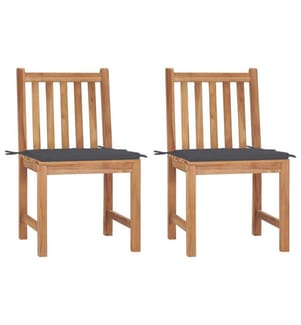 Gartenstühle 2 Stk. mit Kissen Massivholz Teak