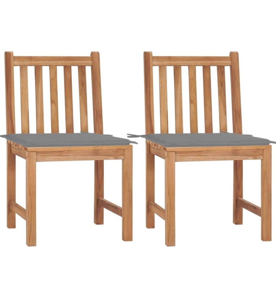 Gartenstühle 2 Stk. mit Kissen Massivholz Teak