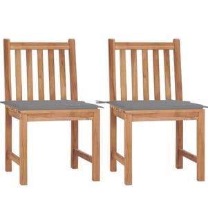 Gartenstühle 2 Stk. mit Kissen Massivholz Teak