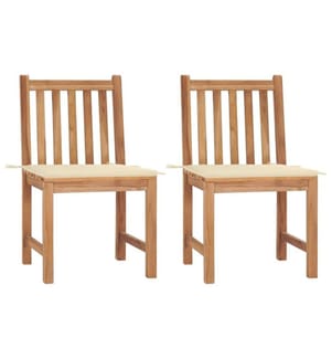 Gartenstühle 2 Stk. mit Kissen Massivholz Teak