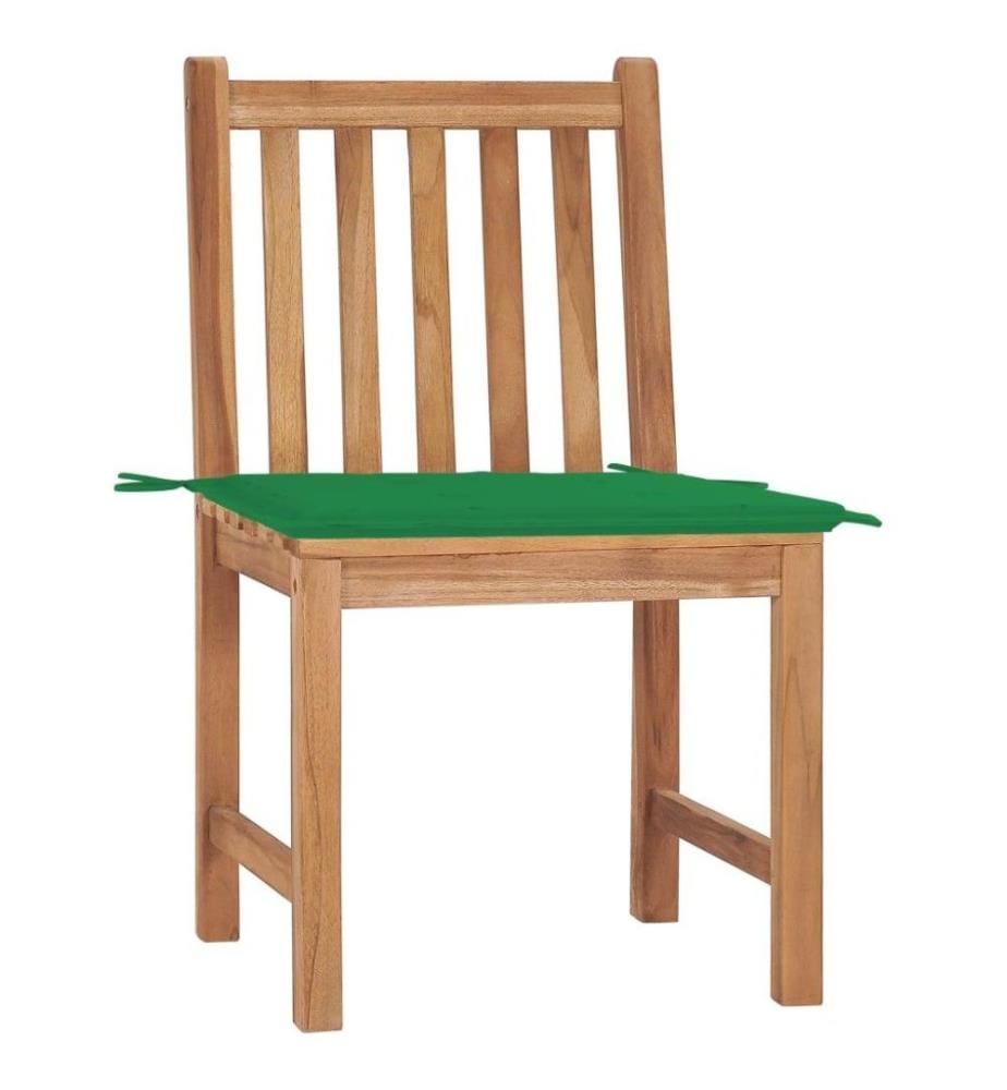 Chaises de jardin 2 pcs avec coussins Bois de teck massif
