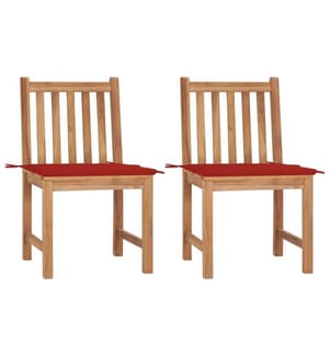 Chaises de jardin 2 pcs avec coussins Bois de teck massif