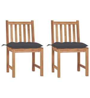 Chaises de jardin 2 pcs avec coussins Bois de teck massif