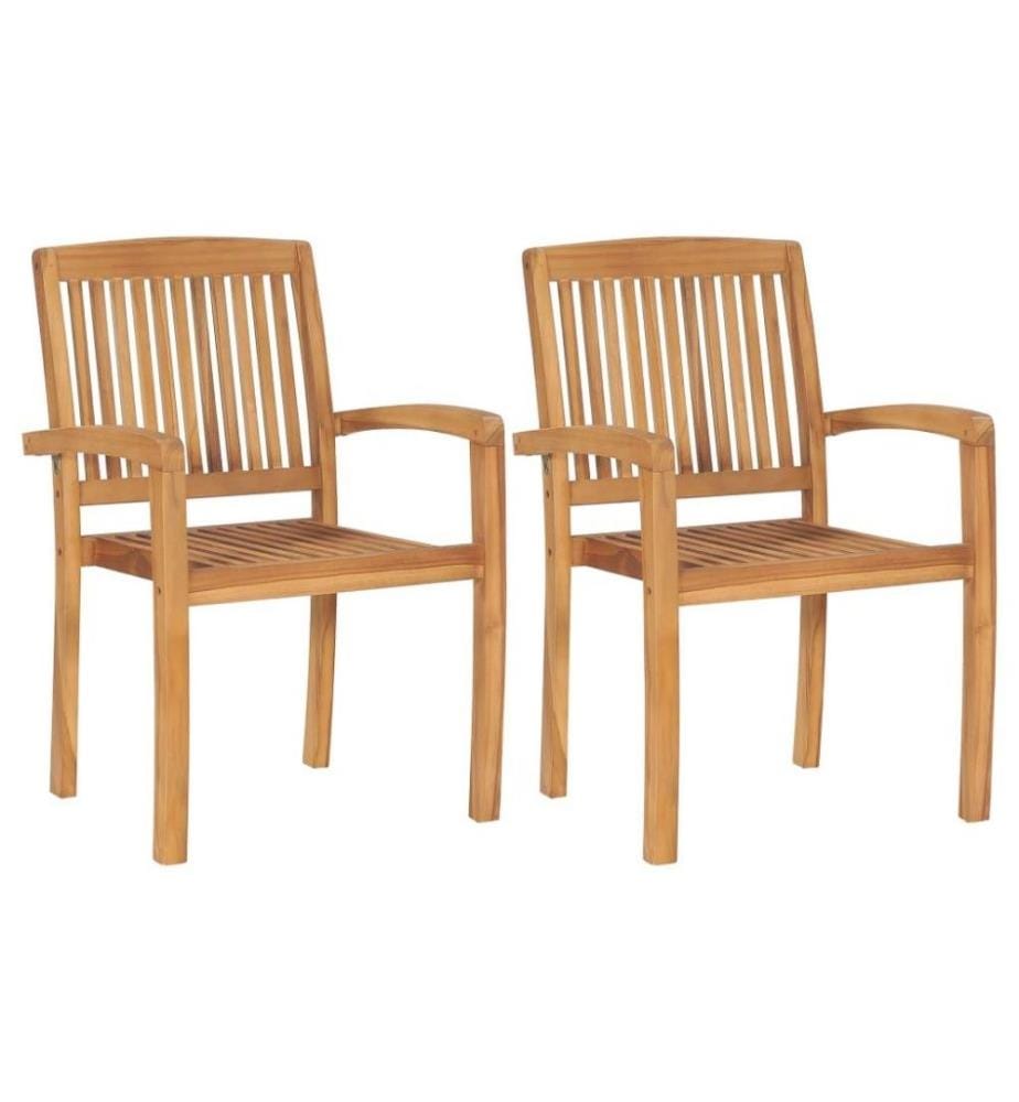 Gartenstühle 2 Stk. mit Beige Kissen Massivholz Teak