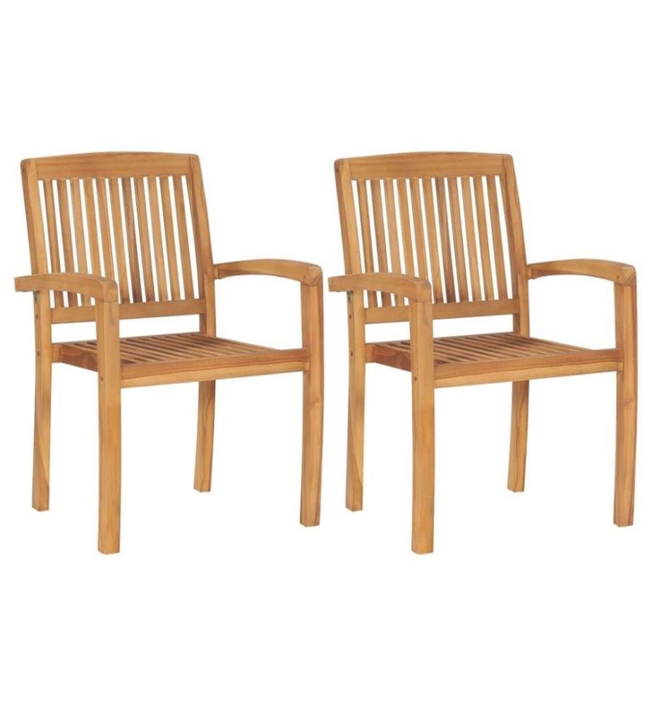 Chaises de jardin 2 pcs avec coussins vert Bois de teck massif
