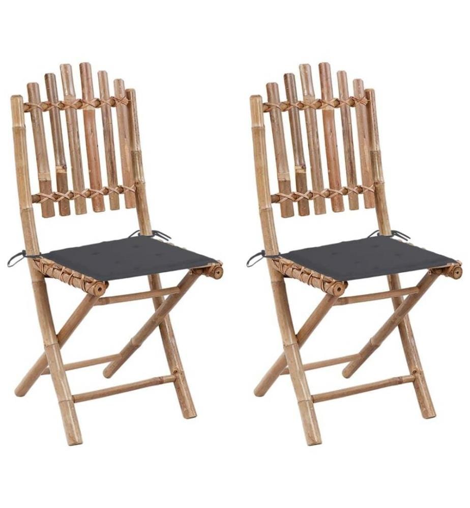 Klappbare Gartenstühle 2 Stk. mit Kissen Bambus