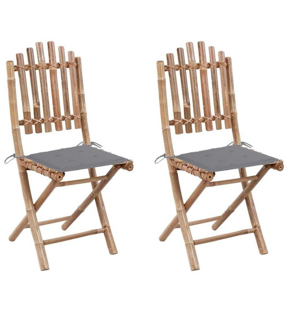 Klappbare Gartenstühle 2 Stk. mit Kissen Bambus