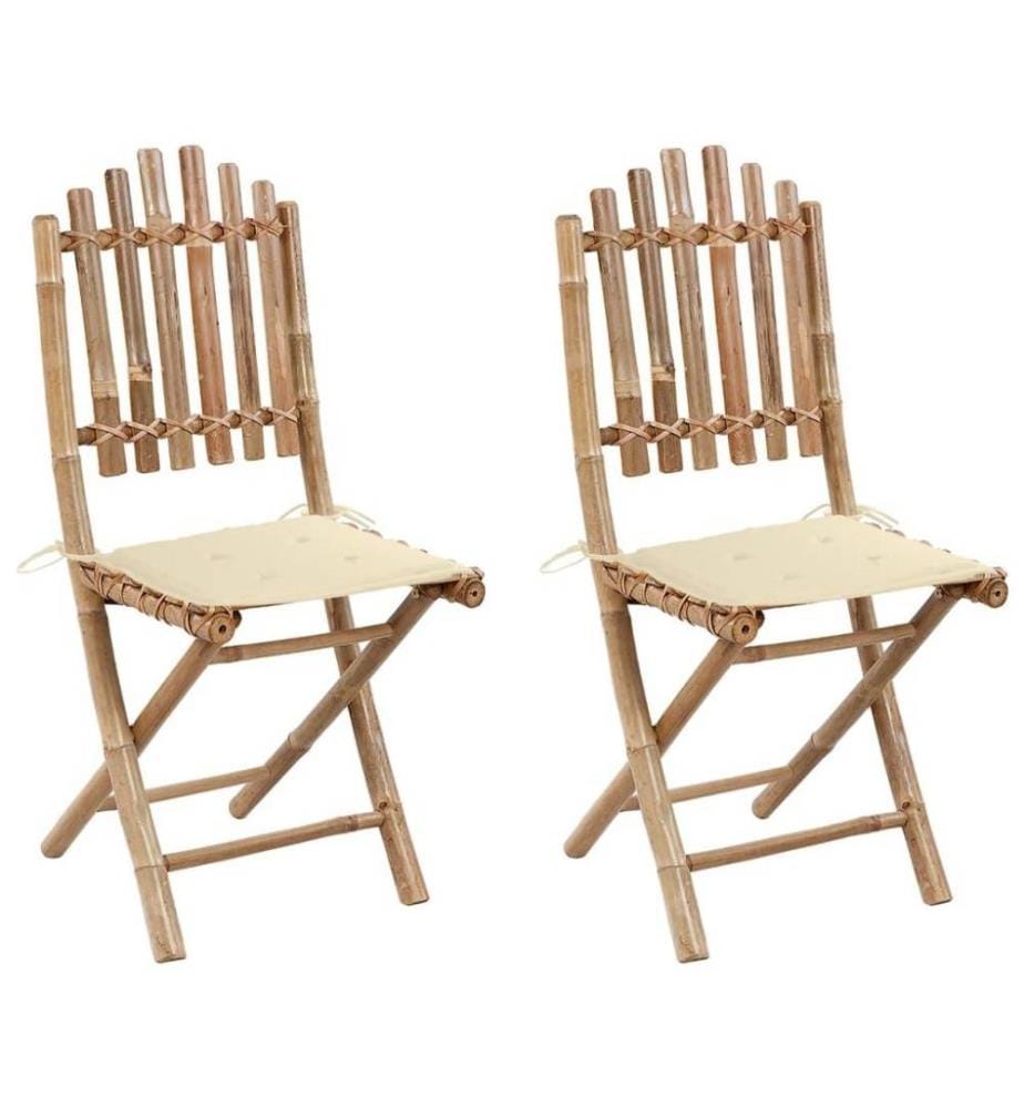 Klappbare Gartenstühle 2 Stk. mit Kissen Bambus