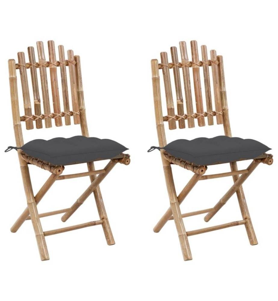 Klappbare Gartenstühle 2 Stk. mit Kissen Bambus