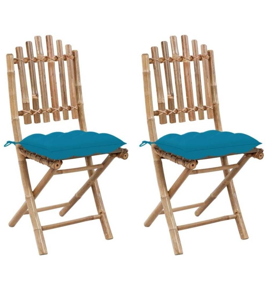 Klappbare Gartenstühle 2 Stk. mit Kissen Bambus
