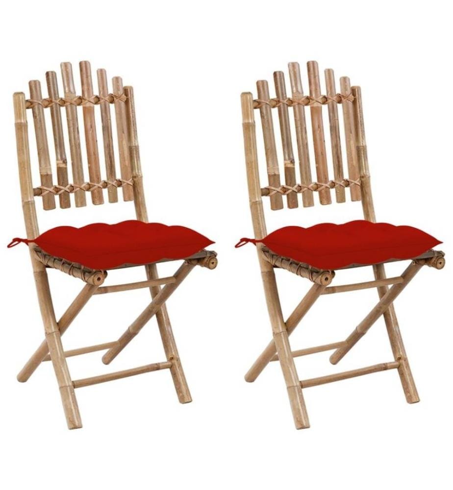 Klappbare Gartenstühle 2 Stk. mit Kissen Bambus