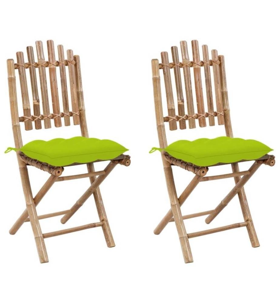 Klappbare Gartenstühle 2 Stk. mit Kissen Bambus