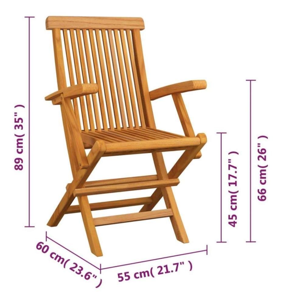 Klappbare Gartenstühle 4 Stk. Massivholz Teak