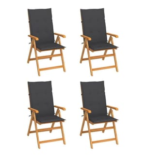 Gartenstühle 4 Stk. mit Anthrazit Kissen Massivholz Teak