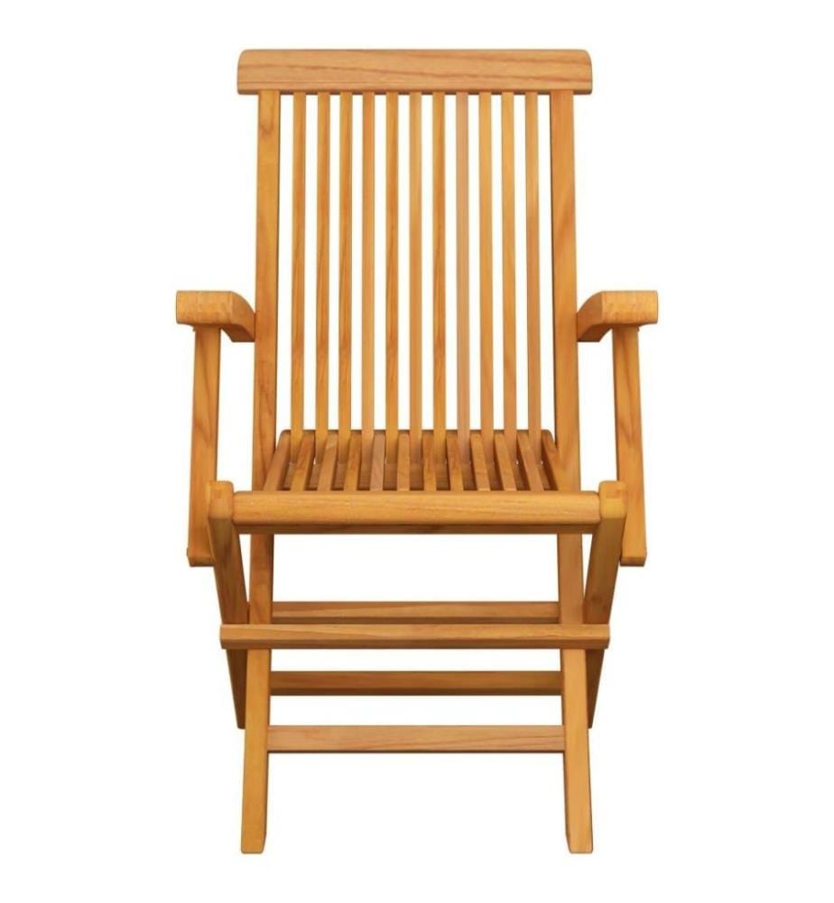 Gartenstühle mit Roten Kissen 4 Stk. Teak Massivholz