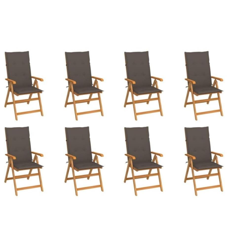 Garten-Liegestühle mit Kissen 8 Stk. Massivholz Teak
