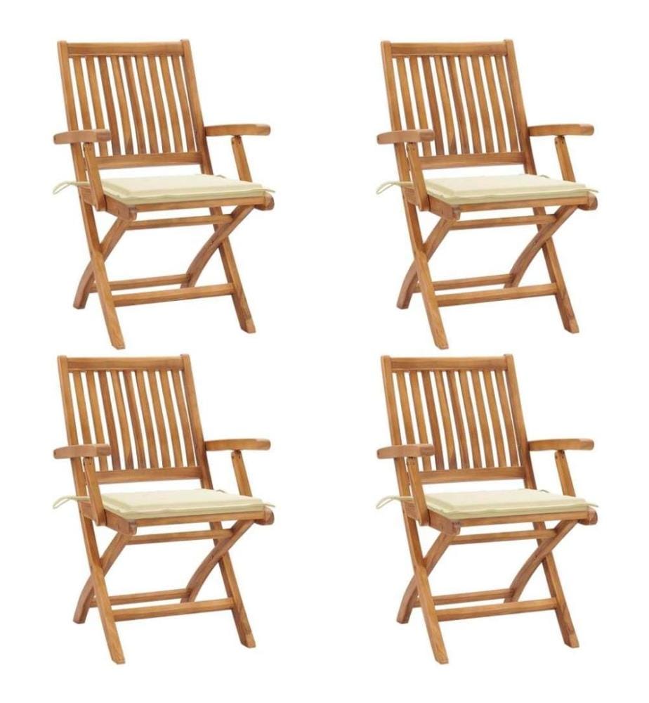 Klappbare Gartenstühle mit Kissen 4 Stk. Massivholz Teak