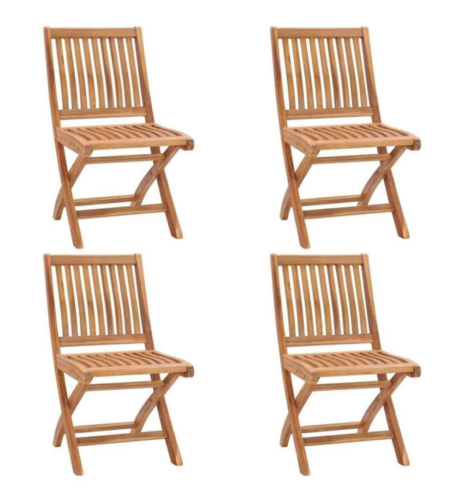 Klappbare Gartenstühle mit Kissen 4 Stk. Massivholz Teak