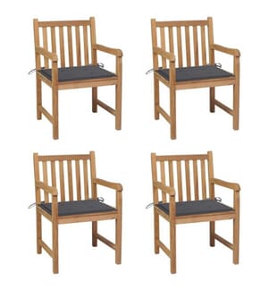 Gartenstühle 4 Stk. mit Anthrazit Kissen Massivholz Teak