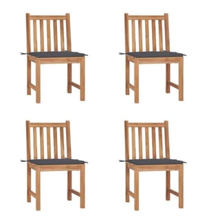 Gartenstühle 4 Stk. mit Kissen Massivholz Teak