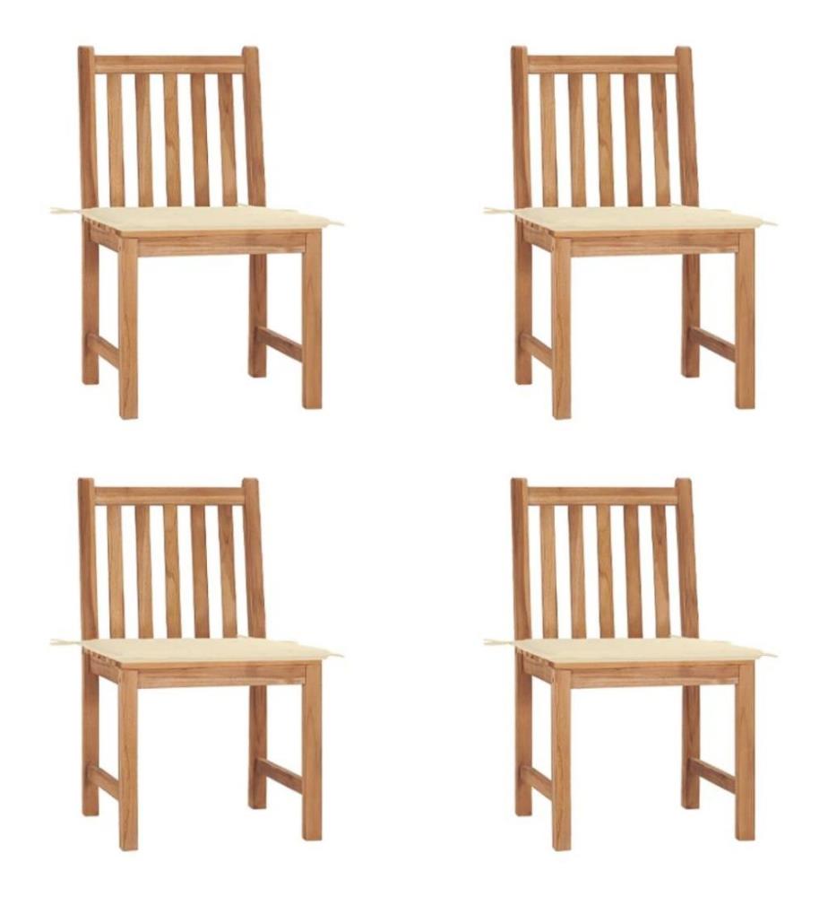 Gartenstühle 4 Stk. mit Kissen Massivholz Teak