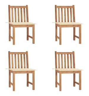 Gartenstühle 4 Stk. mit Kissen Massivholz Teak