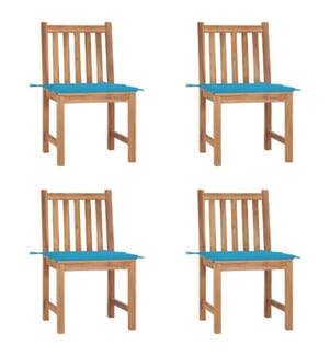 Gartenstühle 4 Stk. mit Kissen Massivholz Teak