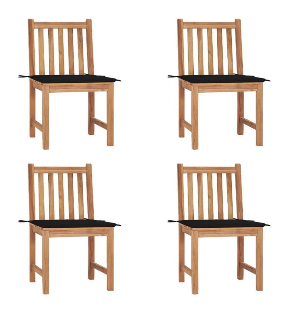 Gartenstühle 4 Stk. mit Kissen Massivholz Teak