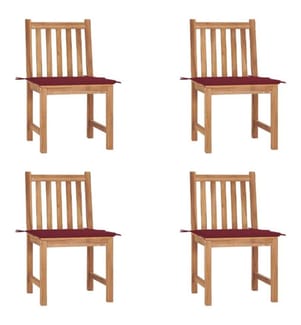 Gartenstühle 4 Stk. mit Kissen Massivholz Teak