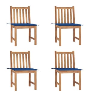 Gartenstühle 4 Stk. mit Kissen Massivholz Teak