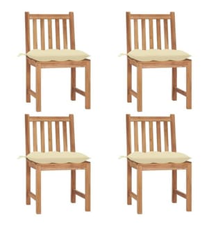 Gartenstühle 4 Stk. mit Kissen Massivholz Teak