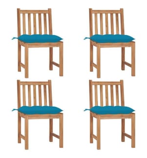 Chaises de jardin 4 pcs avec coussins Bois de teck massif