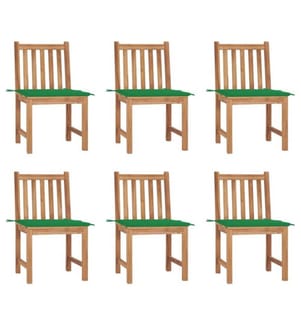 Gartenstühle 6 Stk. mit Kissen Massivholz Teak