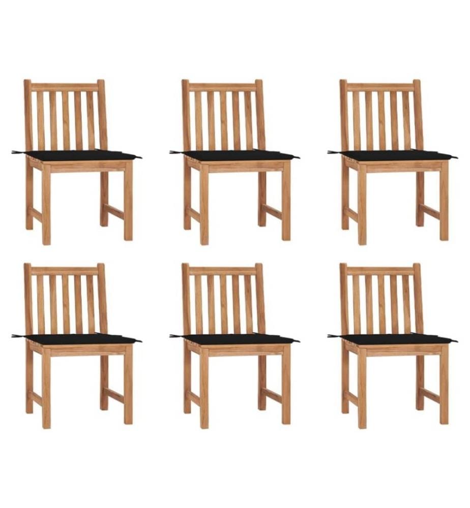 Gartenstühle 6 Stk. mit Kissen Massivholz Teak