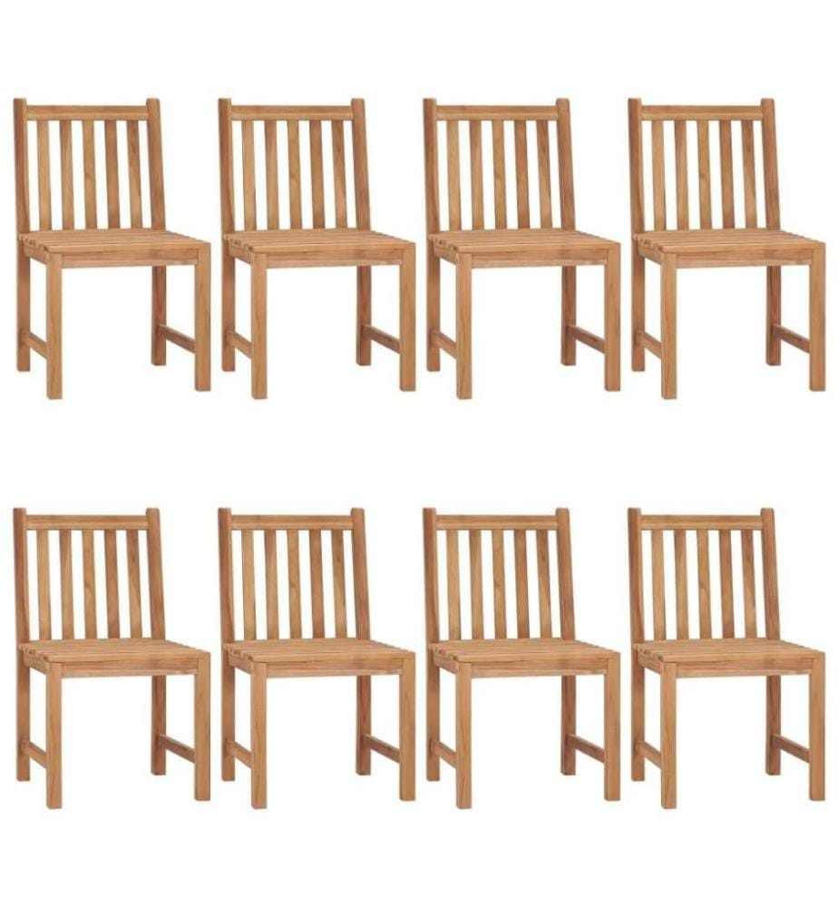 Chaises de jardin 8 pcs avec coussins Bois de teck massif