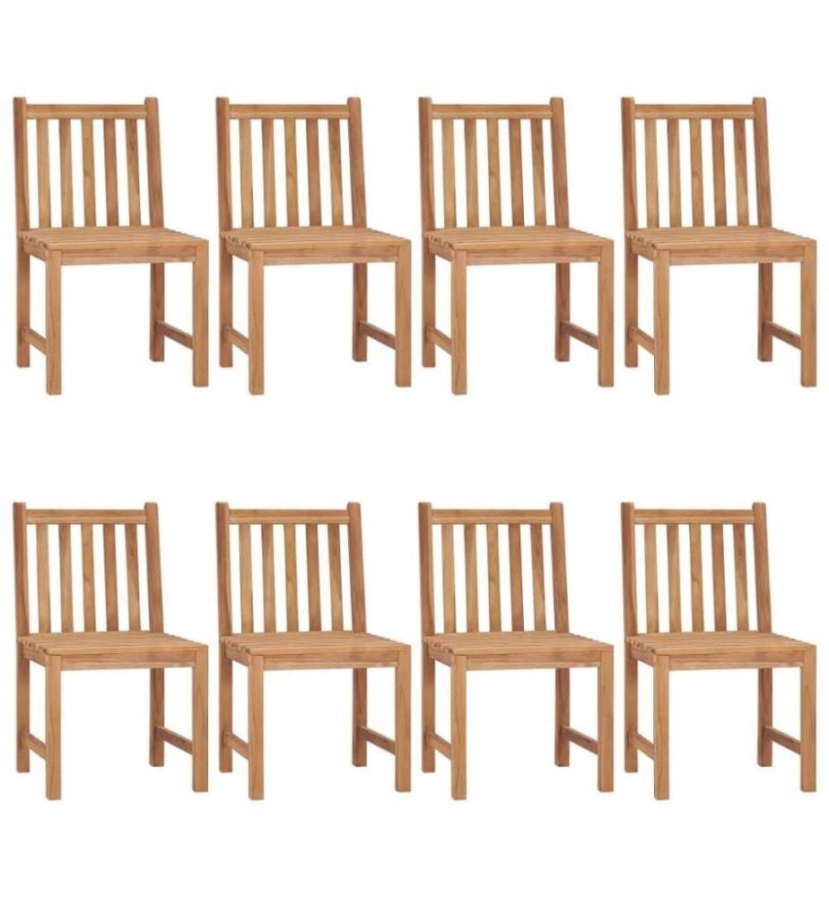 Chaises de jardin 8 pcs avec coussins Bois de teck massif