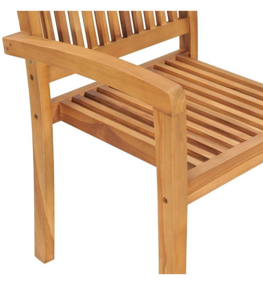Chaises de jardin empilables 4 pcs Bois de teck solide