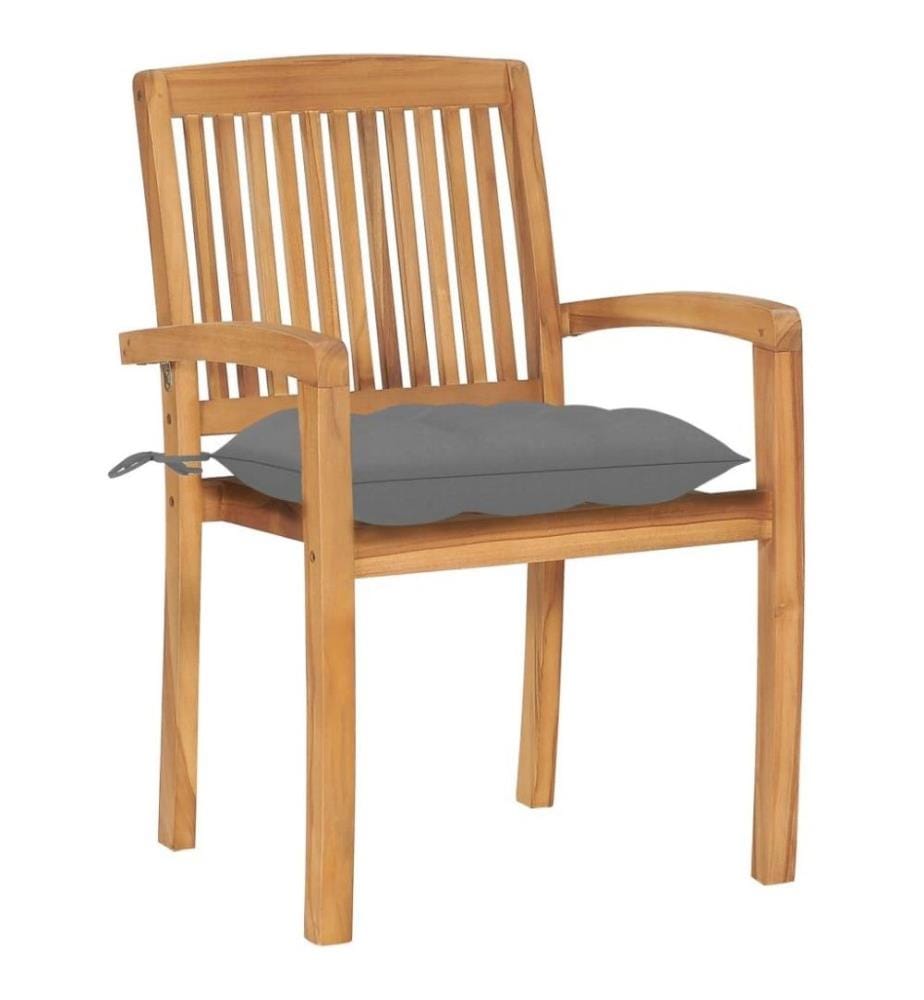 Chaises de jardin empilables avec coussins 6 pcs Teck solide