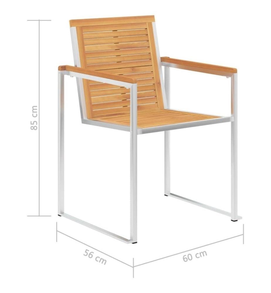 4 Stk. Gartenstühle Massivholz Teak und Edelstahl