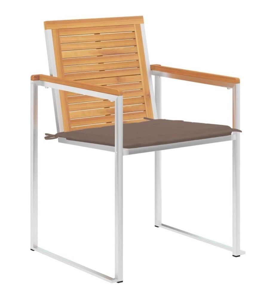 Chaises de jardin 4 pcs avec coussins Bois de teck massif