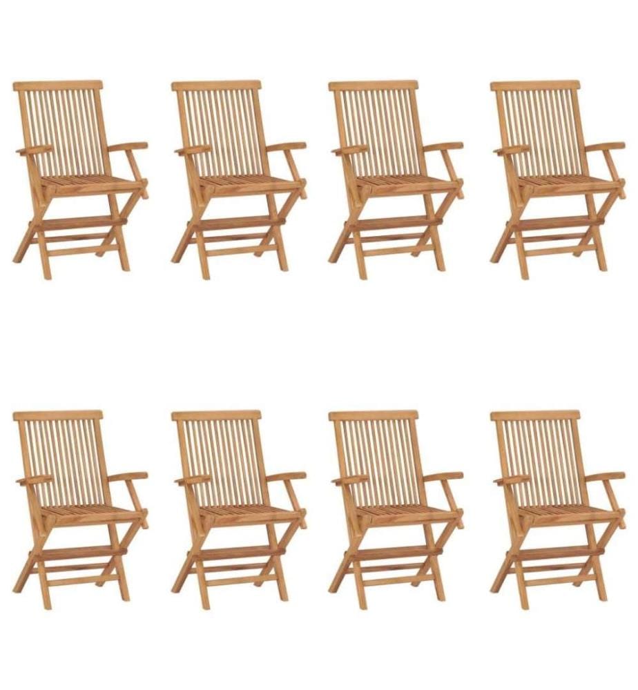 Chaises pliables de jardin 8 pcs Bois de teck solide