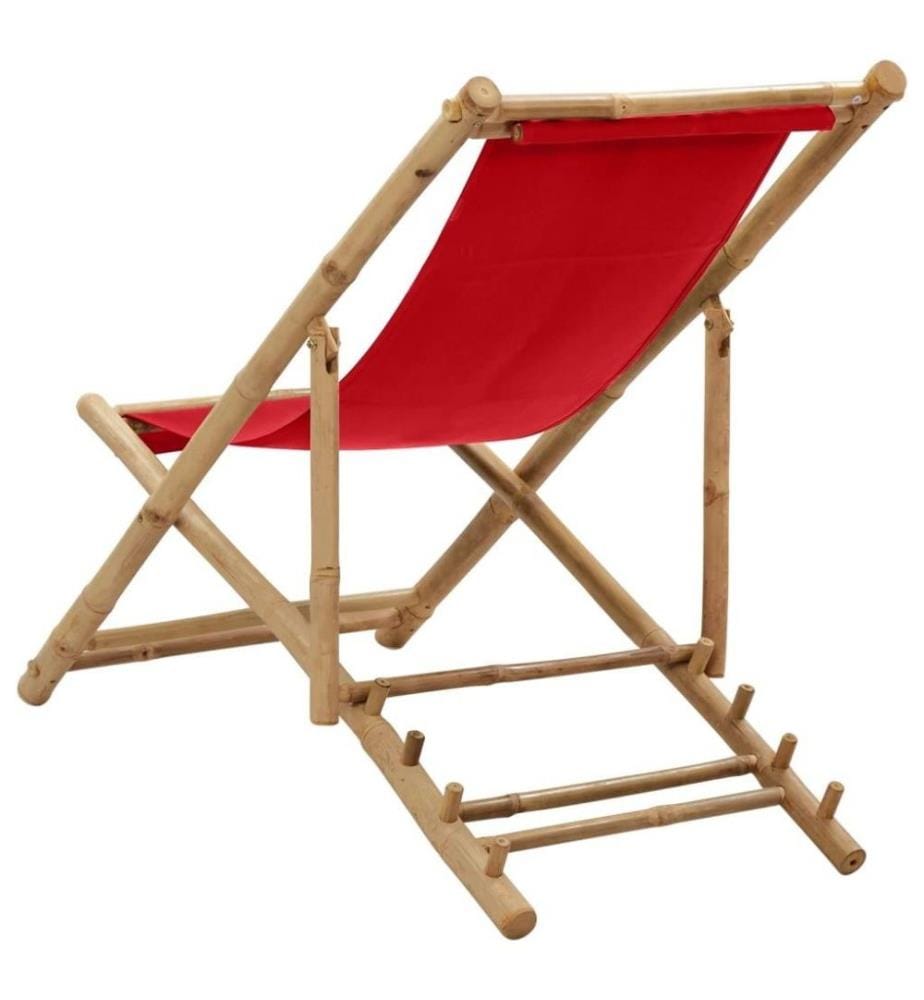Chaise de terrasse Bambou et toile Rouge