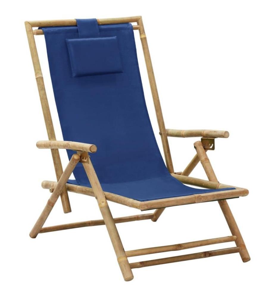 Verstellbarer Relaxstuhl Marineblau Bambus und Stoff